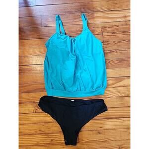 Walk The Beach Swimsuit Black Green Summer Bathing Suit M Tankini Two Piece